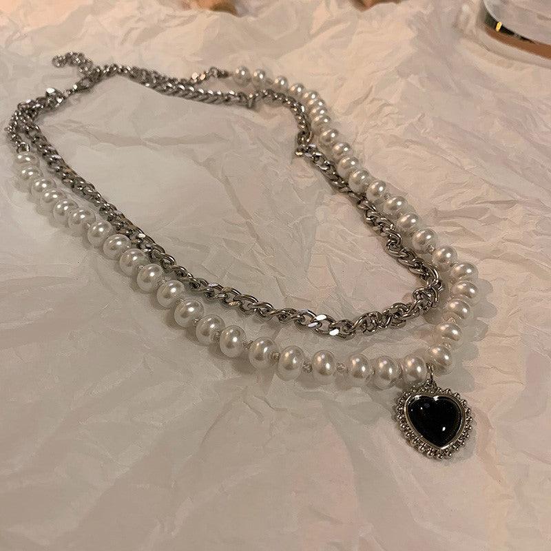 Pearl Chain Heart-Shaped Pendant Necklace - Viva Vista Store