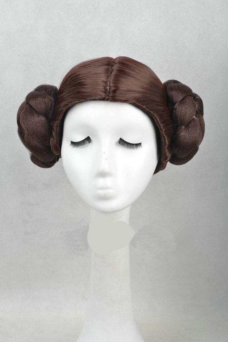 Star Wars Princess Leia Organa Solo Wig Short Brown Costume Hair With Two Buns Cosplay - Viva Vista Store