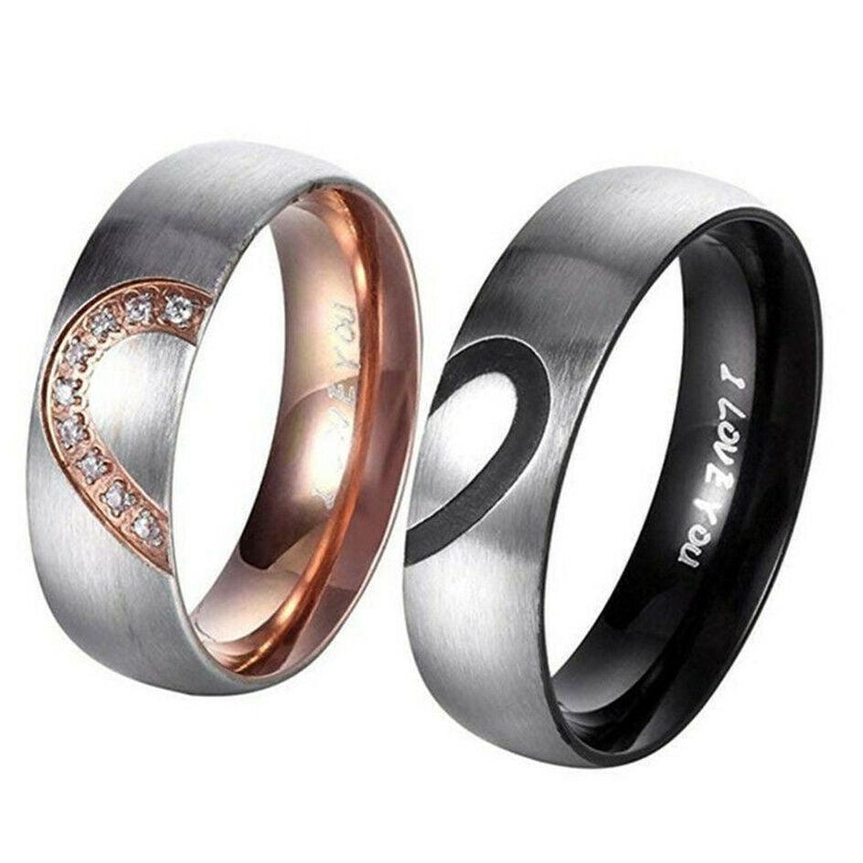 His and Her Matching Rings Heart Shape - Viva Vista Store